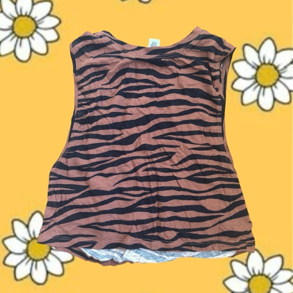 Tiger Stripe cropped athletic Tank Top - Black and Brown